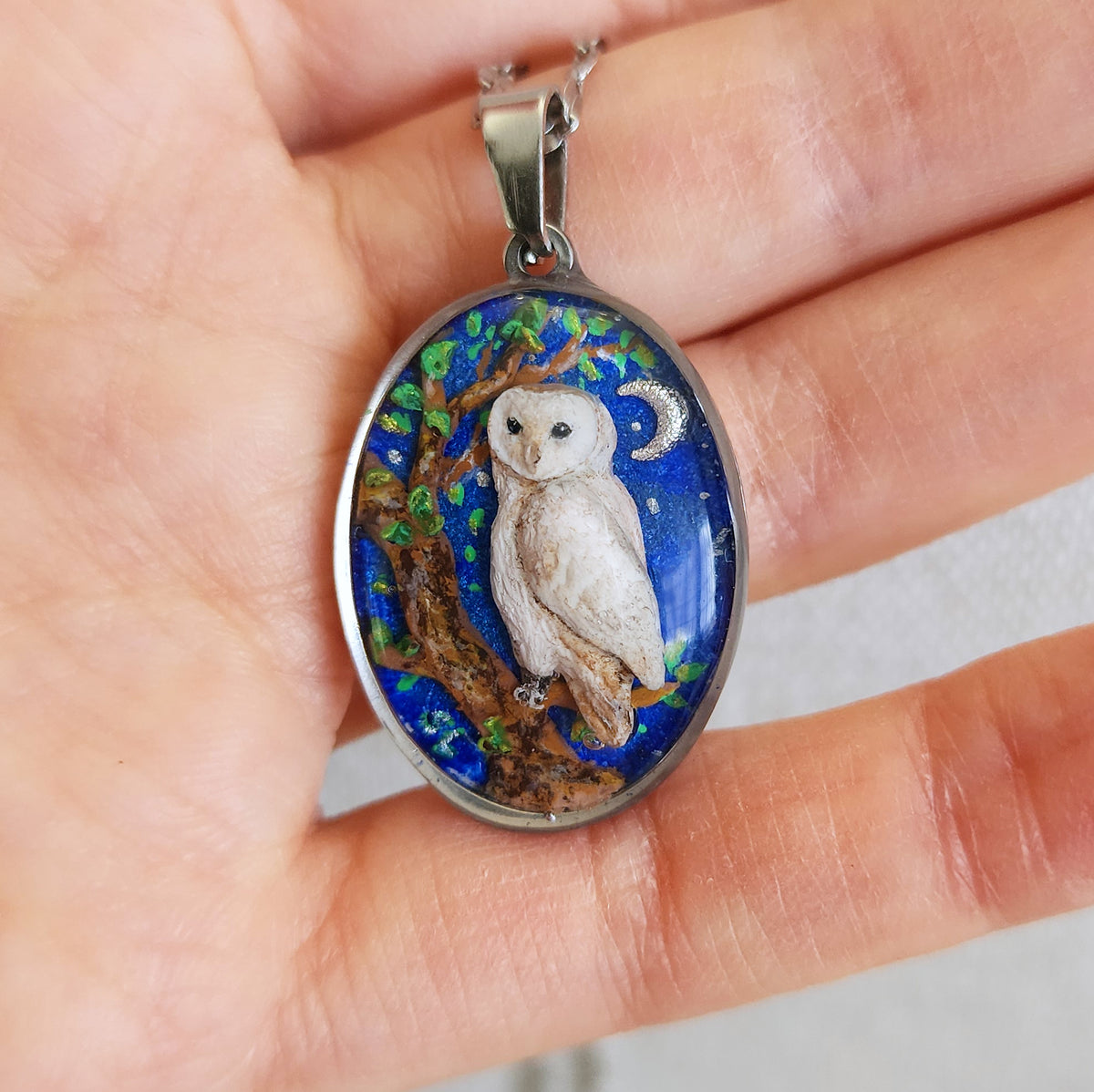 Chouette effraie sculptée Grand Modèle – Oniria