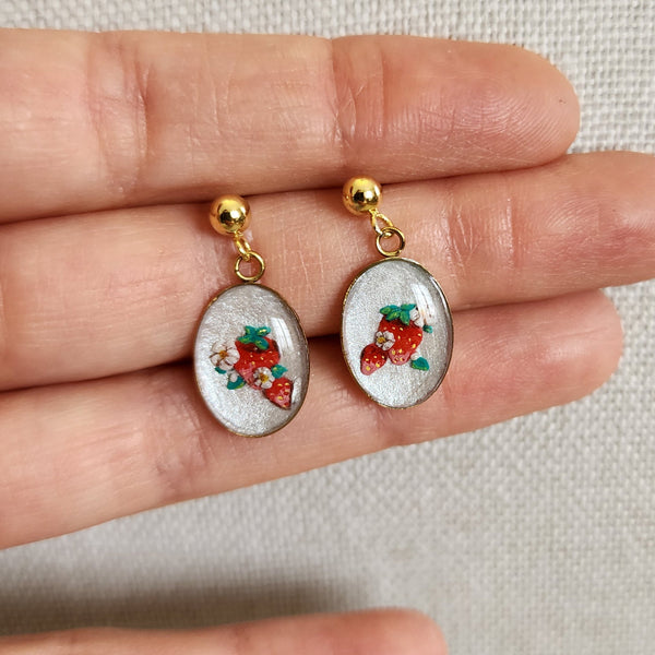 Boucles d'oreilles fraises des bois