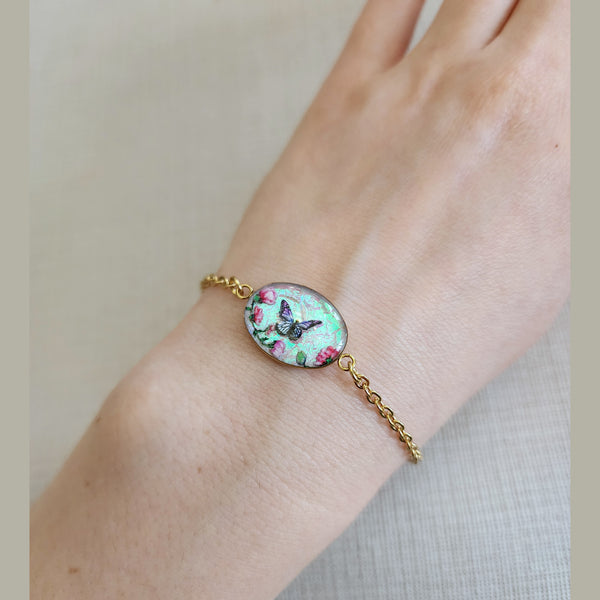 Bracelet papillon aux fleurs